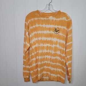 Simply Southern Butterfly Floral Print Top Size Medium Orange White Long Sleeve